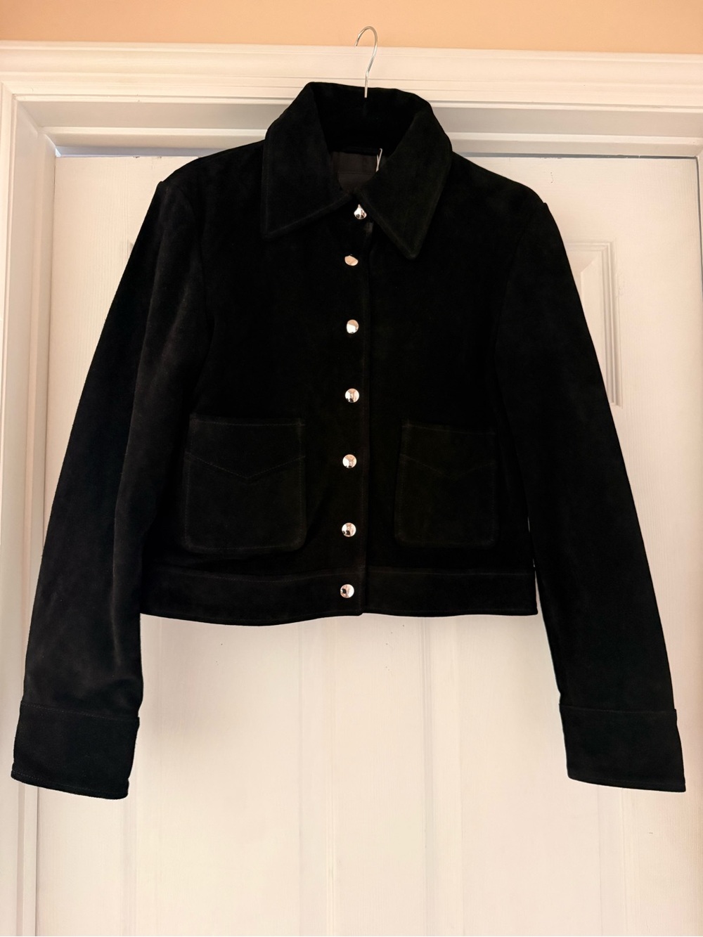 NEW! Mango - Suede Snap-Front Jacket - Black - Size M